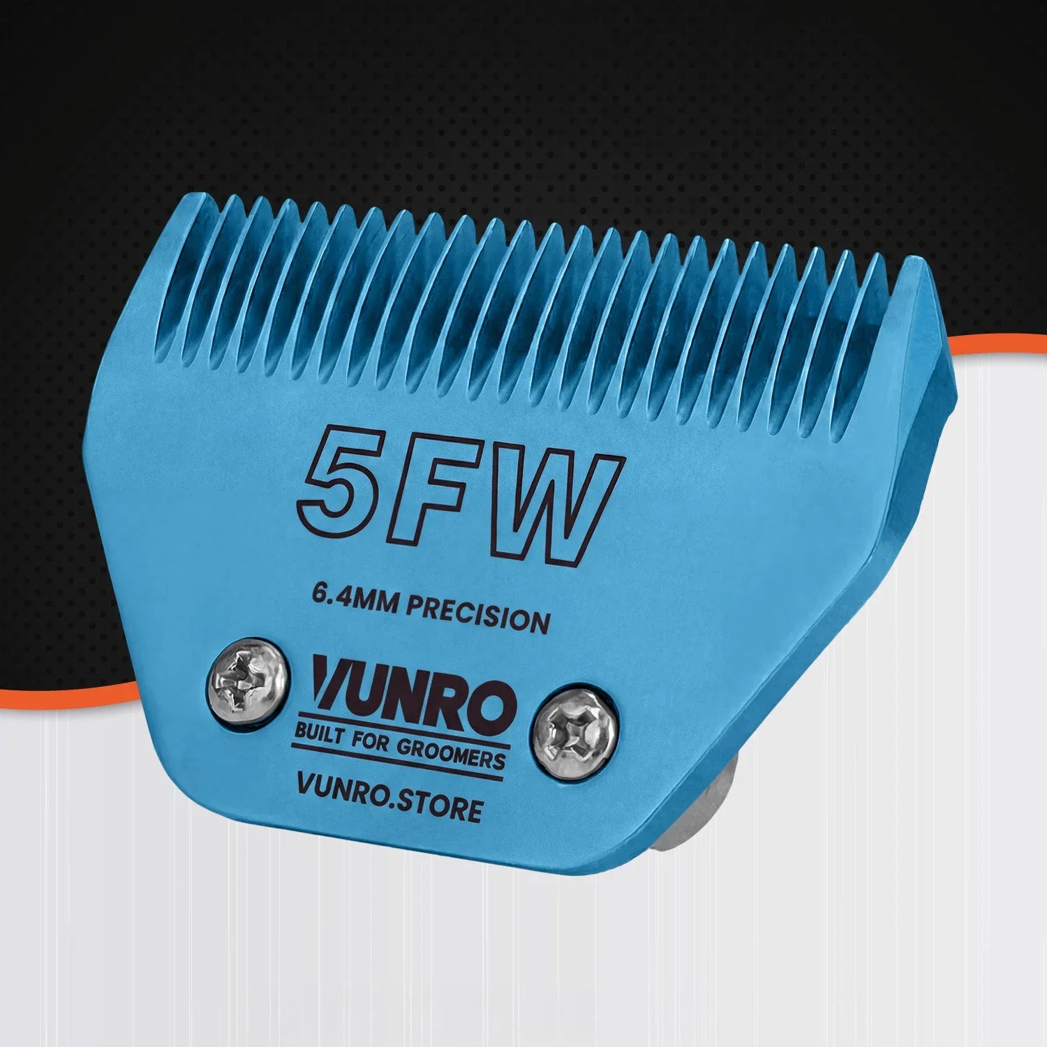 VUNRO 5FW Wide Blue Steel dog clipper blade front left view
